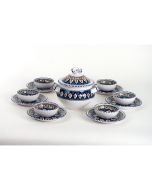 SERVICE A TABLE ARTISANAL 14 PIECES BLEU - Mémépoterie