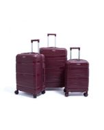 Set de trois valises avec roues démontables -rouge-bordeaux
