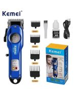 Tondeuse à cheveux professionnelle sans fil rechargeable à affichage LED Kemei KM-234- Bleu