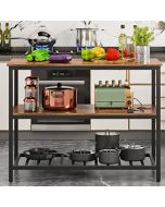 Desserte de cuisine à 3 étagères - Bois MDFmarron - Acier - Noir - H x L x l (90x110x60)cm