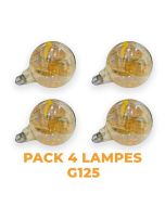 Lot de 4 lampes LED FILLAMENT G125 8W E27- PLATINUM