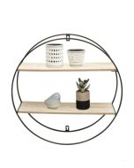 Étagère Murale - Déco - Métal Bois - Rond - 55 cm