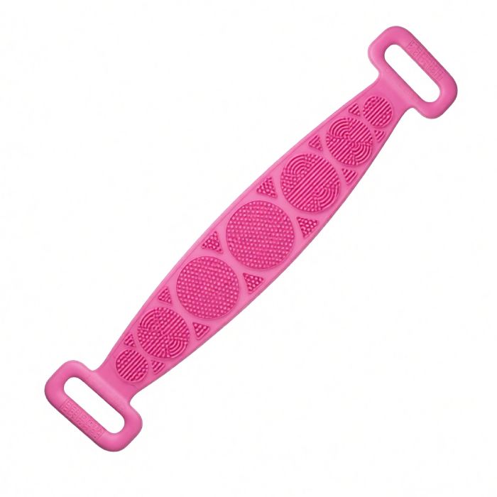 Brosse de bain double face - Silicone - rose - 70 x 8 cm