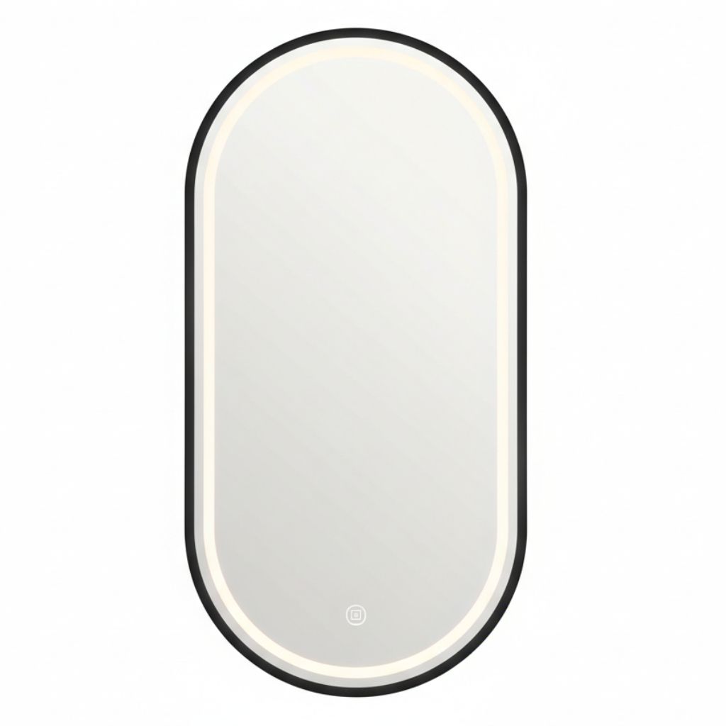 Miroir intelligent LED - ovale - 60 x 80 cm - Noir