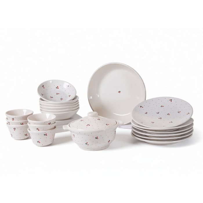Service à Table cerise – Céramique – 21 Pièces
