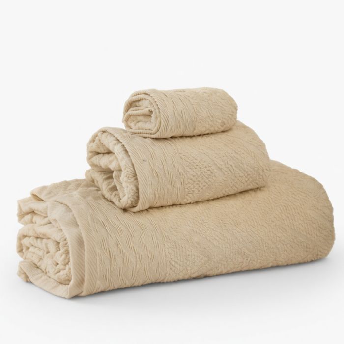 Serviettes de douche - Beige - 3 pièces