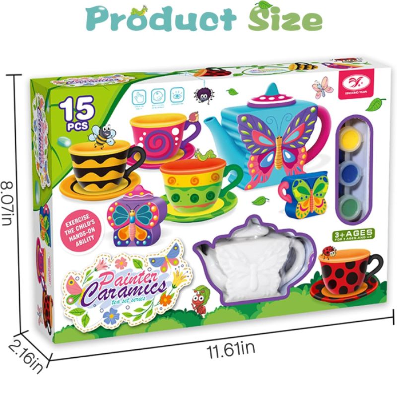 Set thé céramique enfant DIY peinture - 15 pièces 