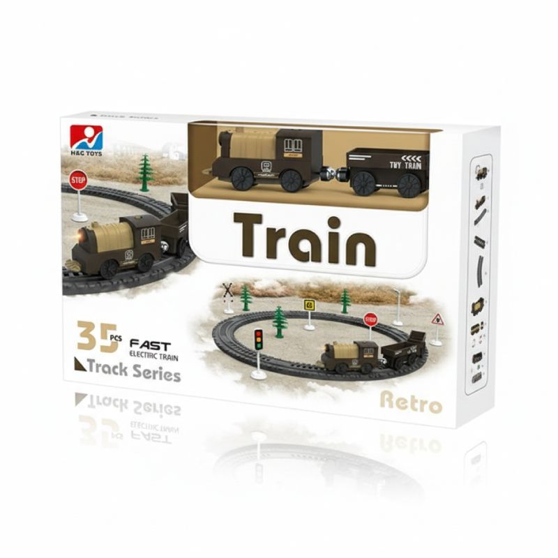 Train électrique enfant avec rails - 35 pièces - plastiques