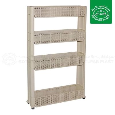 SOTUFAB - Elément de rangement - cuisine - salle de bains - 4 étages - 4 roue - beige vanille