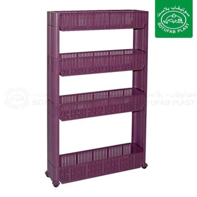 SOTUFAB - Elément de rangement - cuisine - salle de bains - 4 étages - 4 roue - aubergine