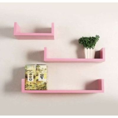 3 étagères décoratives - Murales - Forme U - Rose