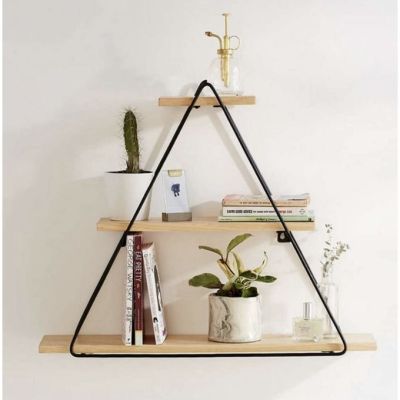 Étagère Murale - Déco - Métal Bois - Triangulaire - 55 cm