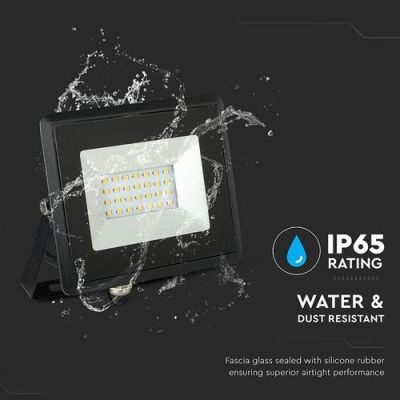 Projecteur LED Etanche noir- 20W - Lumière Blanche (6500K) SKU5948 V-TAC