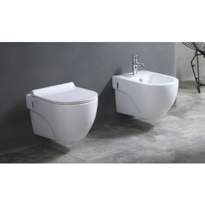 Cuvette suspendue avec abattant - PERLA - 2188 - Blanc