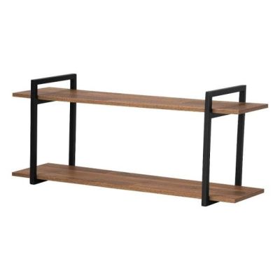 Étagère murale - Bois mdf et Acier Noir - H x L x P(40x80x20)cm