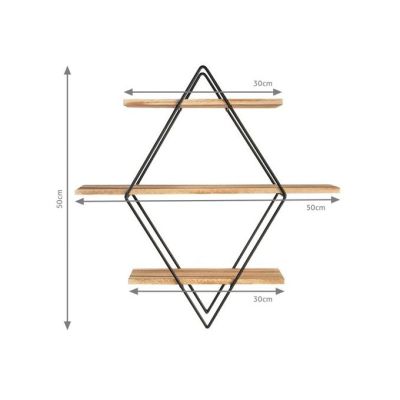Étagère Murale - Déco - Métal Bois - losange - 50 cm