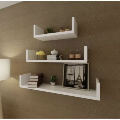 3 étagères décoratives - Murales - Forme U - Blanc