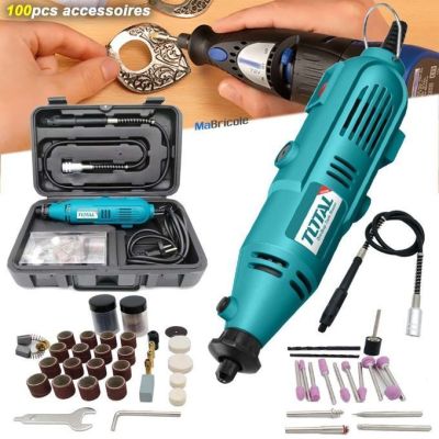 Meuleuse droite TOTAL TG501032 - électrique 130 W avec 100 accessoires garantie 1 an