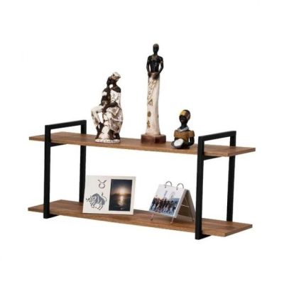 Étagère murale - Bois mdf et Acier Noir - H x L x P(40x80x20)cm