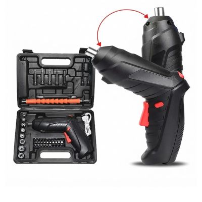 Kit Tournevis Électrique Rechargeable 3.6V 46 Pièces Poignée Pivotante