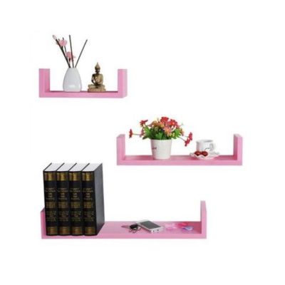 3 étagères décoratives - Murales - Forme U - Rose