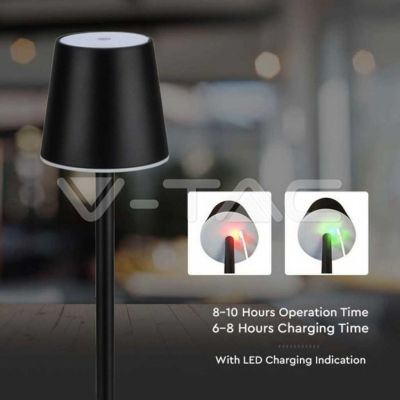 ABAJOUR LED NOIR 3W TACTILE 3000K 220V VTAC