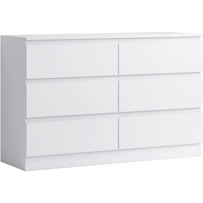 Commode Resenkos 6 tiroirs - MDF blanc - 120x40x80 cm