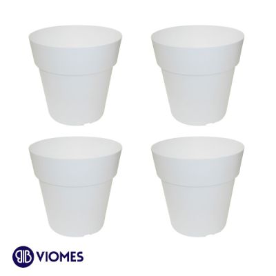 Lot de 4 Pots Linéa sans anneau D11xh10.5cm VIOMES-Blanc
