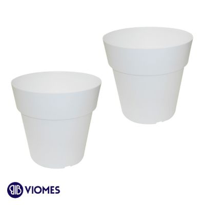 Lot de 2 Pots Linéa sans anneau D25xh24cm VIOMES-Blanc