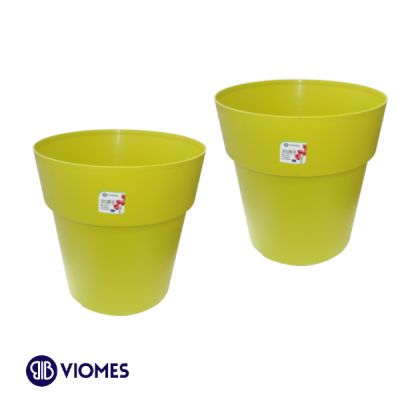 Lot de 2 Pots Linéa sans anneau D25xh24cm VIOMES-Vert clair
