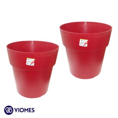Lot de 2 Pots Linéa sans anneau D25xh24cm VIOMES-Rouge bordeaux