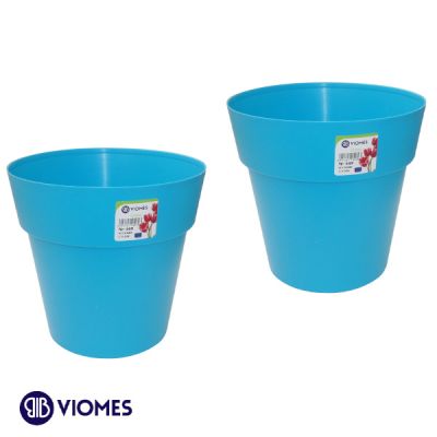 Lot de 2 Pots Linéa sans anneau D25xh24cm VIOMES-Bleu Clair