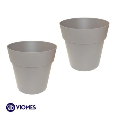 Lot de 2 Pots Linéa sans anneau D25xh24cm VIOMES-Gris