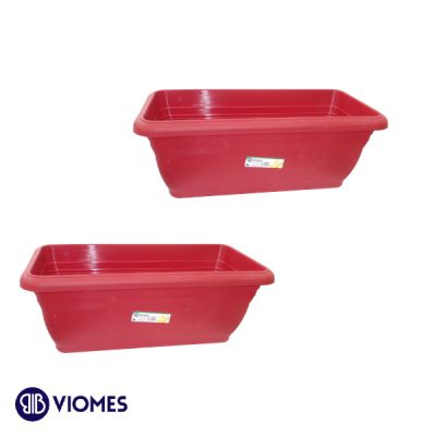 Lot de 2 Balconnieres Terracotta 45x21 cm VIOMES-Rouge bordeaux