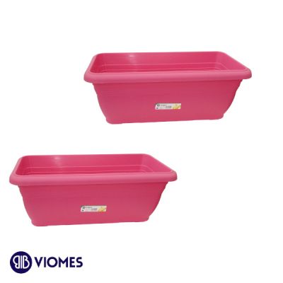Lot de 2 Balconnieres Terracotta 45x21 cm VIOMES-Rose