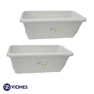 Lot de 2 Balconnieres Terracotta 45x21 cm VIOMES-Blanc