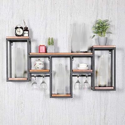 Étagère Mural - BOIS MDF- Acier -Noir - L x l x P (106x56x20) cm