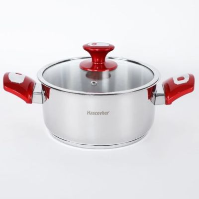 Marmite - Inox 18/10 - Rouge-  24cm - Turquie