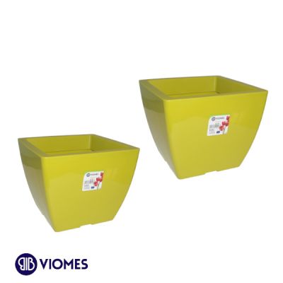 Lot de 2 Pots Linéa carré 21x21x17 cm VIOMES-Vert clair