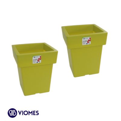 Lot de 2 Pots Linéa carré 21x21x26 cm VIOMES-Vert clair