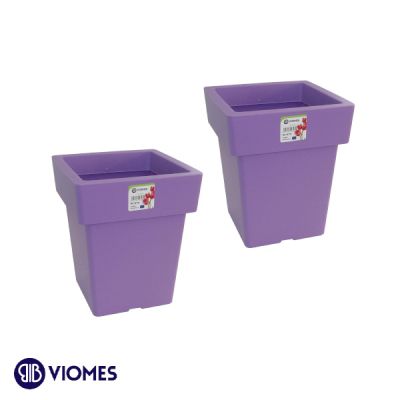 Lot de 2 Pots Linéa carré 15x15x18 cm VIOMES-Violet clair