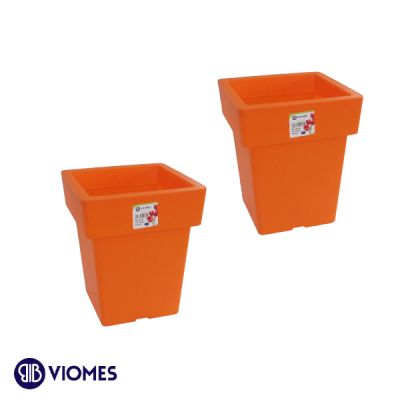 Lot de 2 Pots Linéa carré 15x15x18 cm VIOMES-Orange