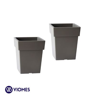Lot de 2 Pots Linéa carré 21x21x26 cm VIOMES-Gris