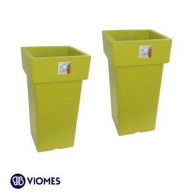 Lot de 2 Pots Linéa carré haut 15x15x27 cm VIOMES-Vert clair