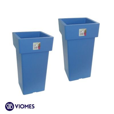 Lot de 2 Pots Linéa carré haut 15x15x27 cm VIOMES-Bleu