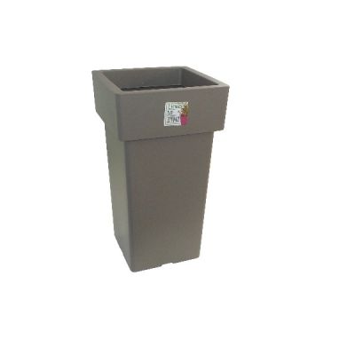 Pot Linéa carré haut taupe 21x21x38 cm VIOMES