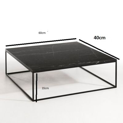Table basse - Bois mdf - Acier - Noir - h x L x l( 35 x 60 x 40)cm