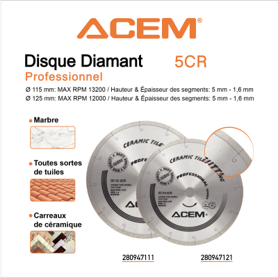 DISQUE DIAMOND 5PT - 125MM ACEM