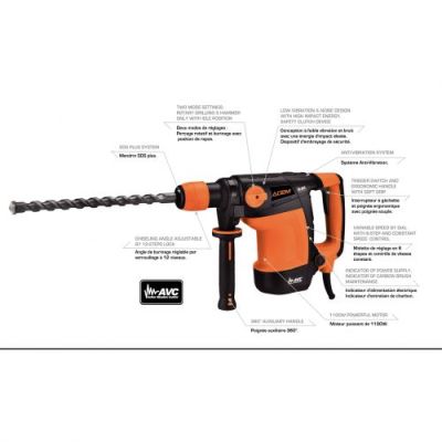 Marteau Perforateur ACEM RH 580 - 1100W - 5kg - Noir & Orange