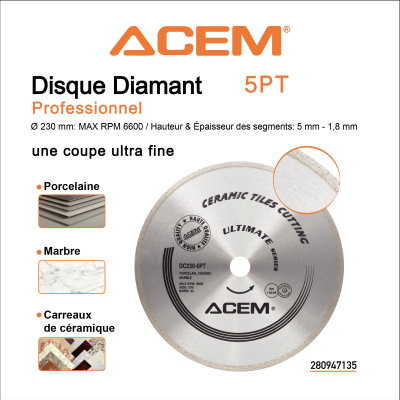 DISQUE DIAMOND 5PT - 230MM ACEM